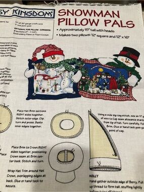 Daisy Kingdom Snowman Pillow Pals Fabric Panel - Holiday Snowman Print